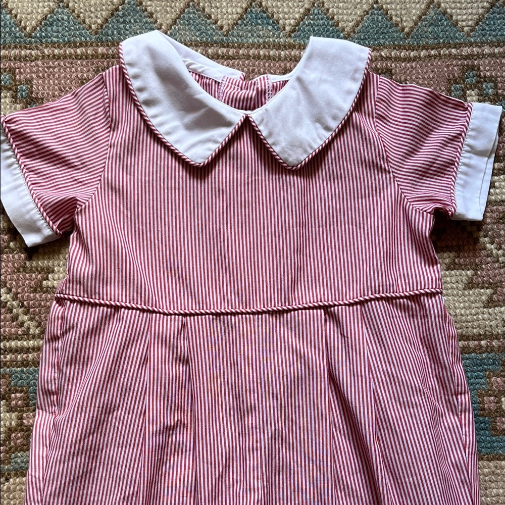 Banana Split Red and White Striped Romper with Peter Pan Collar - size 24 mos - Picture 3 of 6
